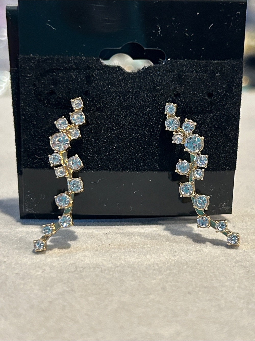 BaubleBar Gold Vine Drop Earrings with Clear Crystals